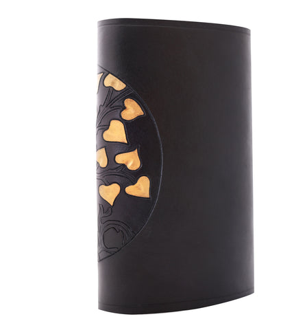 Leather Tree of Life journal in black and gold
