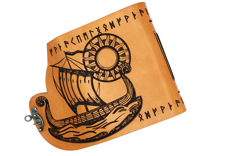 Viking ship journal - rustic finish in tan