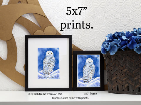 Snowy Owl Watercolor Print – Bird Wall Art – Waiting in the Field