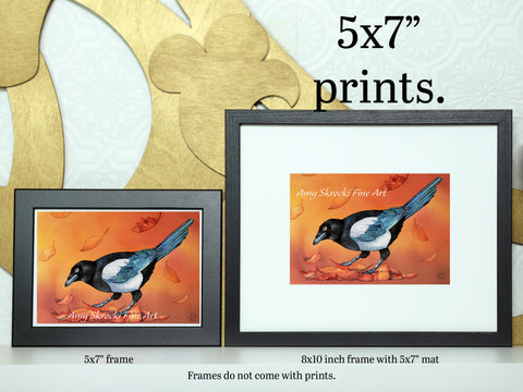 Magpie Watercolour Art Print – Bird Wall Art – The Treasure Hunt