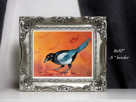 Magpie Watercolour Art Print – Bird Wall Art – The Treasure Hunt