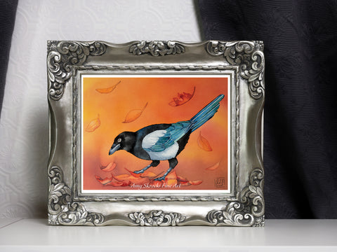 Magpie Watercolour Art Print – Bird Wall Art – The Treasure Hunt