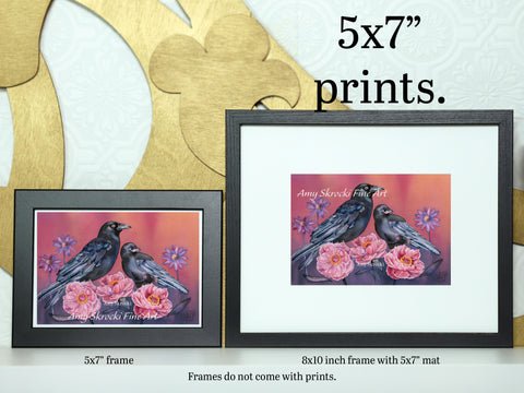 Mother and Baby Crow Watercolor Print – Bird Art – Mother and Me