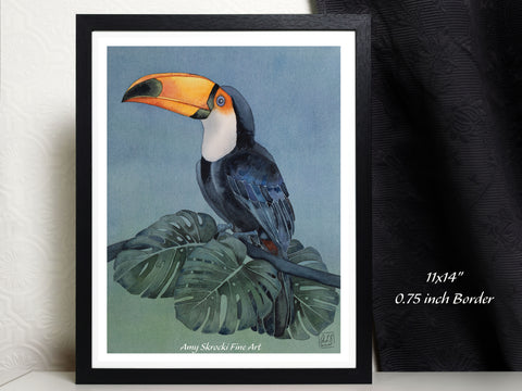 Toucan Watercolor Print – Tropical Bird Art – Jungle Wildlife Painting – The Toucan