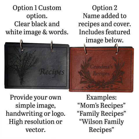 4 x 6 inch Recipe Flip Book with Blank Recipe Cards. Customizable or Custom