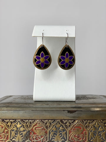 Wildflowers of Alberta and Canada - blue eyed grass earrings in brass