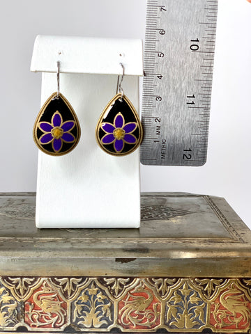 Wildflowers of Alberta and Canada - blue eyed grass earrings in brass
