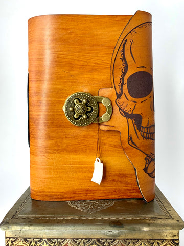 5 x 7 Skull with Flowers Etched Leather Journal
