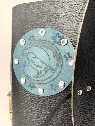 Raven with Moon and Stars Leather Journal