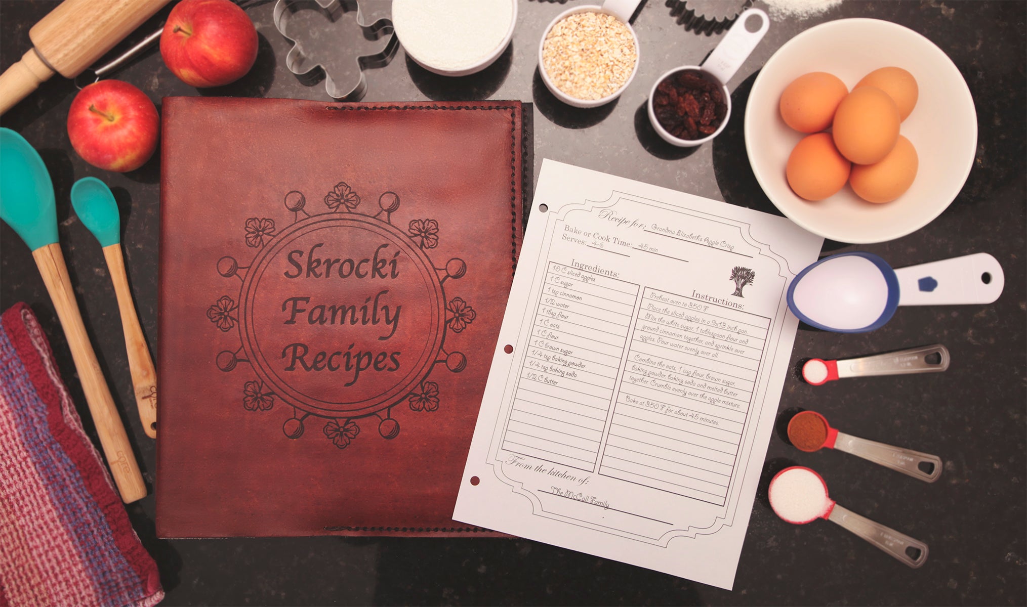 Family Recipe Binder Cover with Personalized Recipes - Six Wings