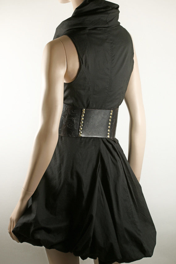 Black leather etched waist cincher or corset belt (size 25-27