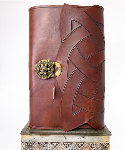 Trinity Knot Hand Carved and Dyed Leather Journal