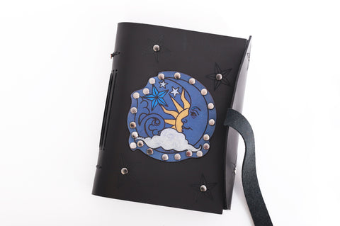 Sun Moon and Stars Celestial Handmade Leather Journal