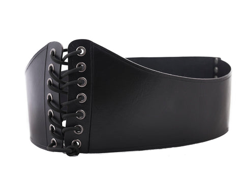 Black leather corset belt. Size is made to order.
