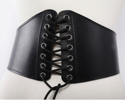 Black leather corset belt. Size is made to order.