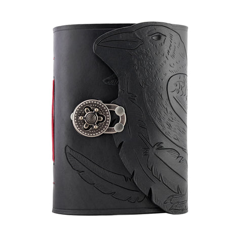 Black Raven Hand Carved Leather Journal