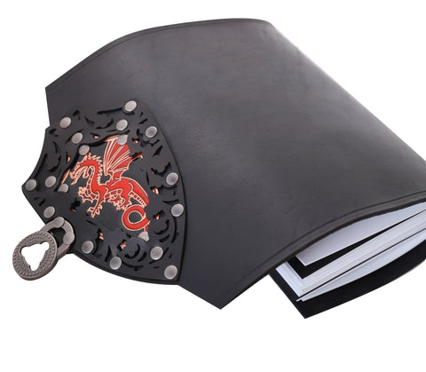 Metal Dragon and Leather 9 x 6 inch Handmade Journal